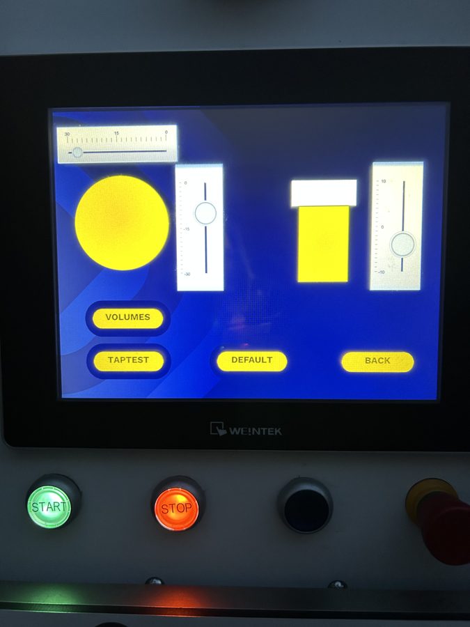 Tender scherm met TAPTEST knop